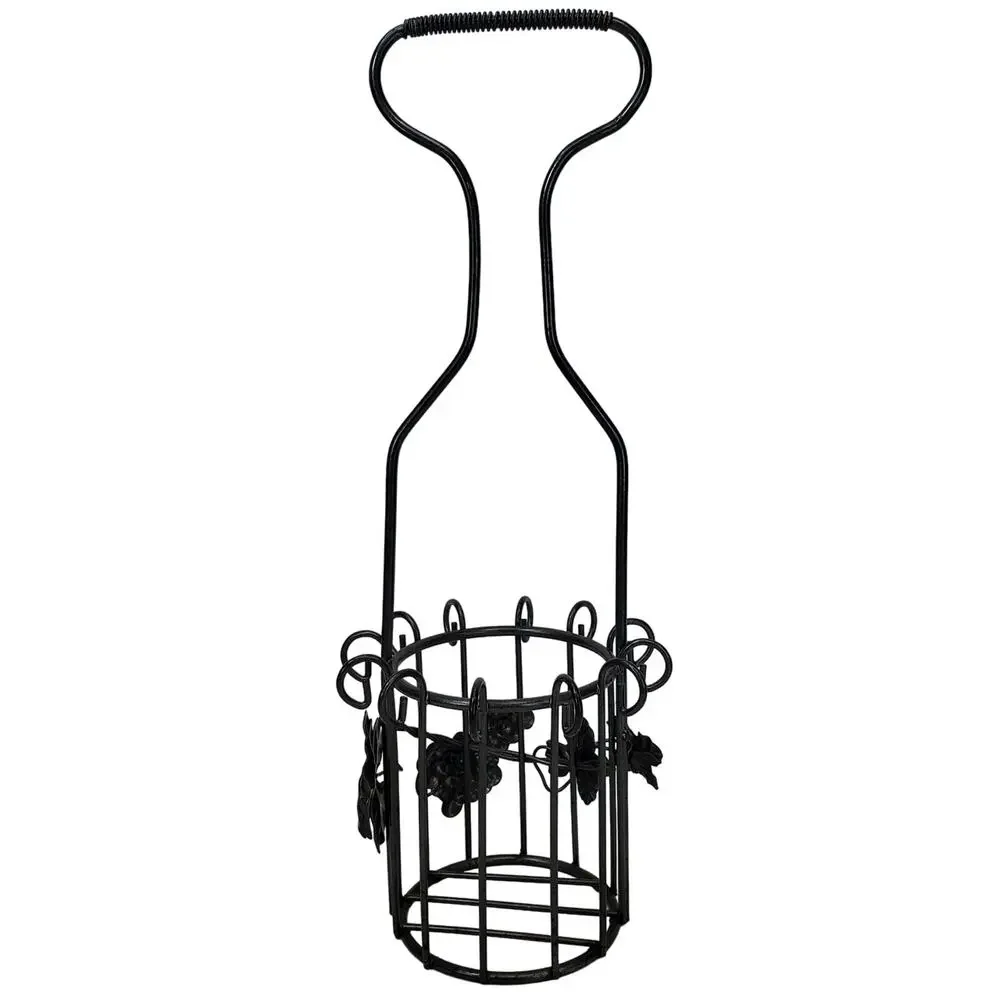 Grape Vine Barware Bottle Wire Caddy Basket Carrier Holder Display Decor Vtg
